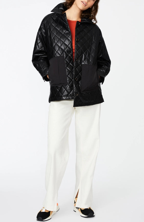 Bernardo Faux Leather Quilted Shirt Jacket