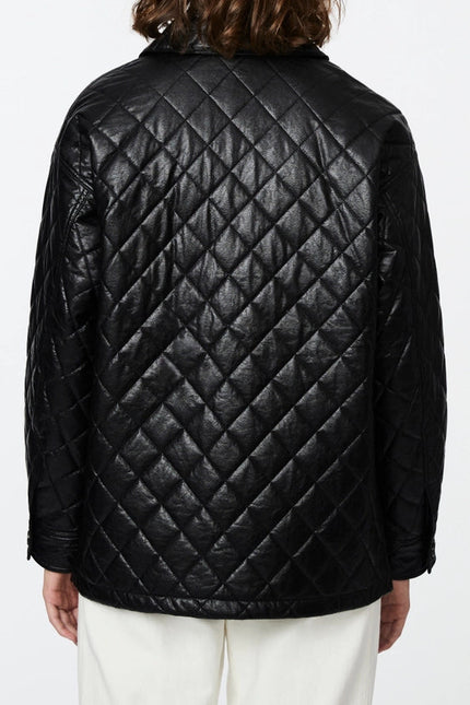 Bernardo Faux Leather Quilted Shirt Jacket