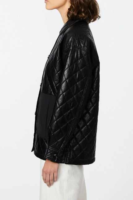 Bernardo Faux Leather Quilted Shirt Jacket