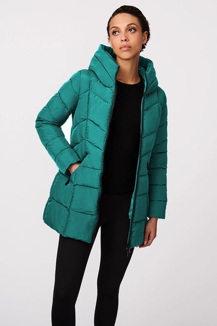 Bernardo Hooded Quilted Puffer Walker Kelly Green