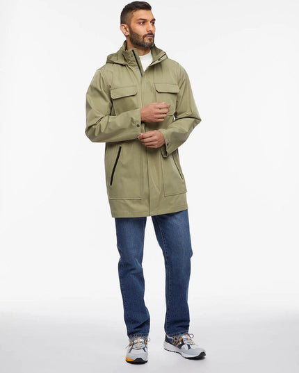 Bernardo Mens Tech Raincoat with Removable Hood