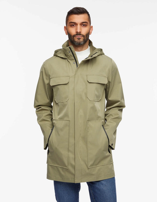 Bernardo Mens Tech Raincoat with Removable Hood