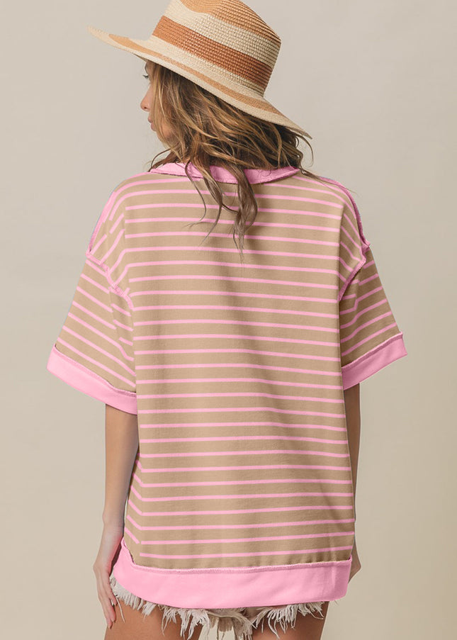 BiBi Exposed Seam Stripe Contrast T-Shirt