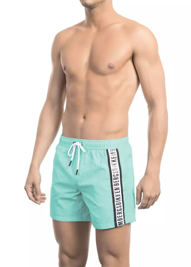 Bikkembergs Light Blue Polyamide Men Swim Short