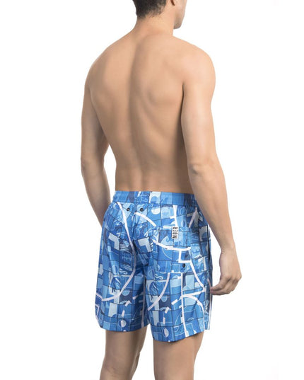 Bikkembergs Light Blue Polyester Men Swim Short