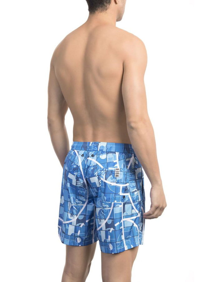 Bikkembergs Light Blue Polyester Men Swim Short