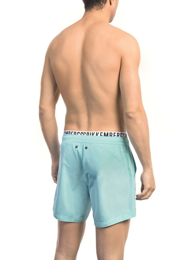 Bikkembergs Light Blue Polyester Men Swim Short