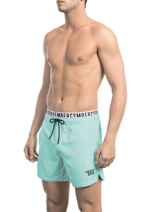 Bikkembergs Light Blue Polyester Men Swim Short