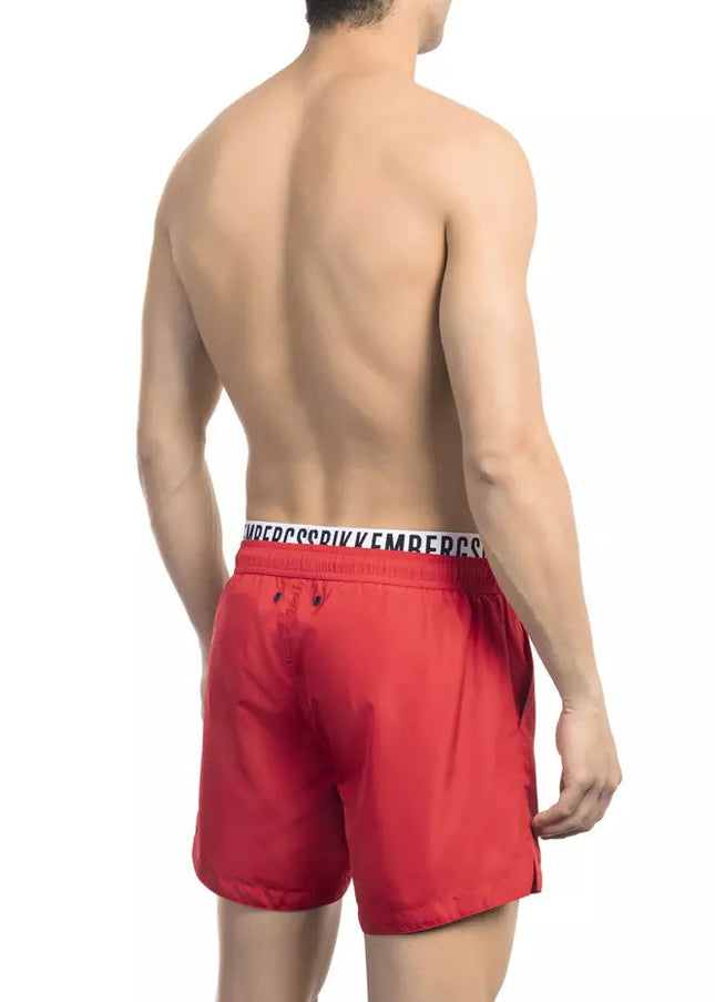 Bikkembergs Red Polyester Men Swim Short