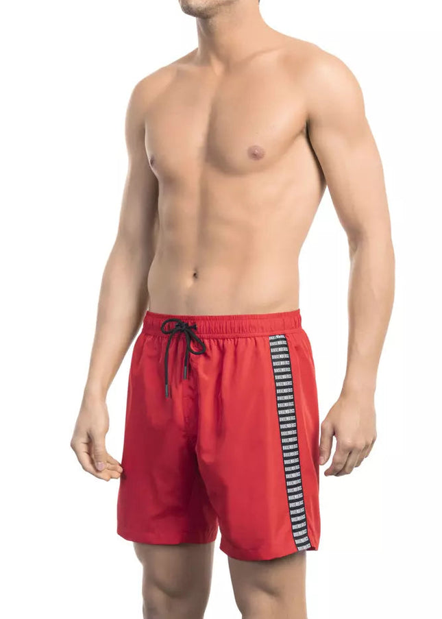 Bikkembergs Red Polyester Men Swim Short