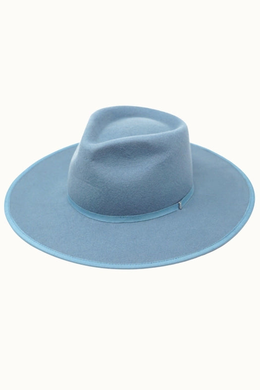 Billie - 100% Wool Felt Rancher, Satin Lined, Powder Blue