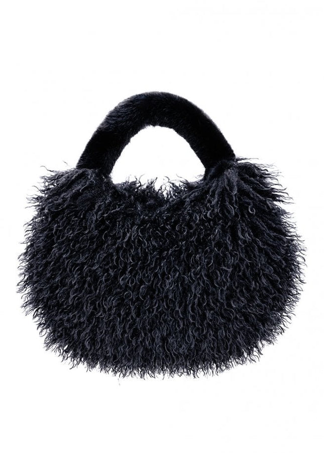 Black Bamboo Lyocell Faux Fur Bag-0