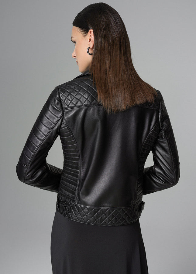 Black Biker Lamb Leather Jacket-1