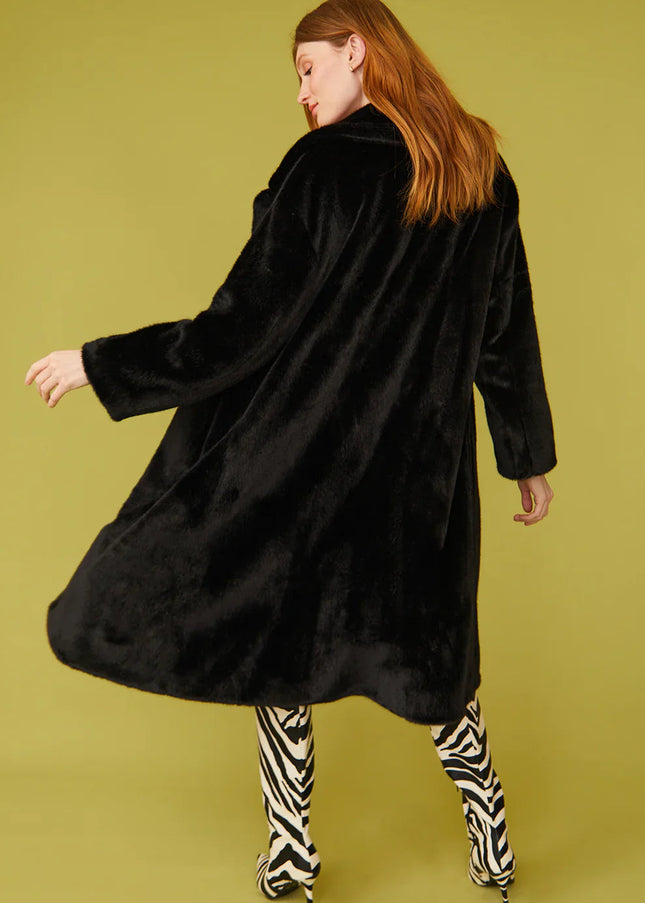 Black Faux Fur Duchess Maxi Coat-3