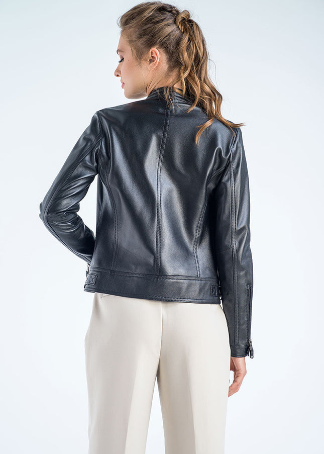 Black Genuine Cropped Leather Jacket-1