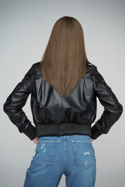 Black Genuine Lambskin Cropped Jacket-1