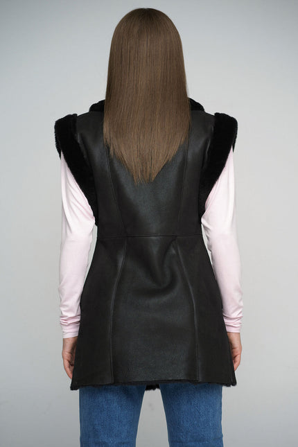 Black Merino Shearling Vest-1