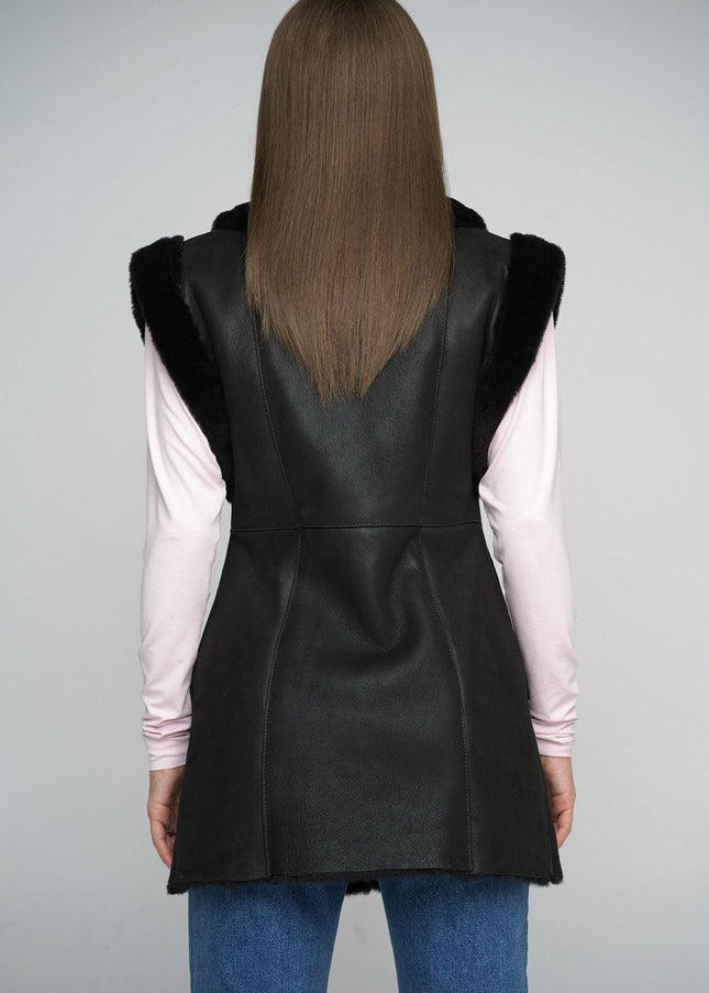 Black Merino Shearling Vest-1