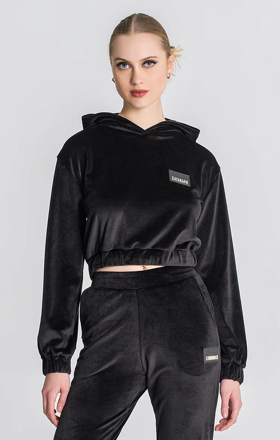 Black Montecarlo Cropped Hoodie-Clothing - Women-Gianni Kavanagh-Urbanheer