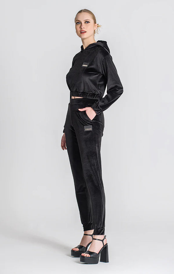 Black Montecarlo Cropped Hoodie-Clothing - Women-Gianni Kavanagh-Urbanheer