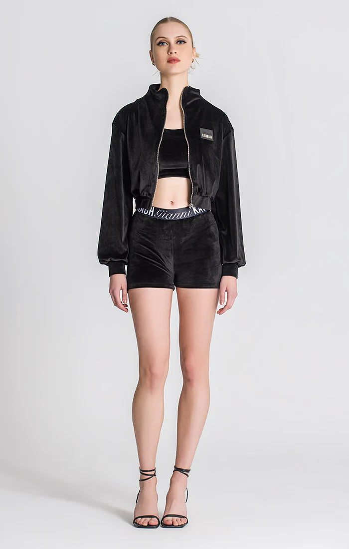 Black Montecarlo Cropped Jacket-Clothing - Women-Gianni Kavanagh-XS-Black-Urbanheer