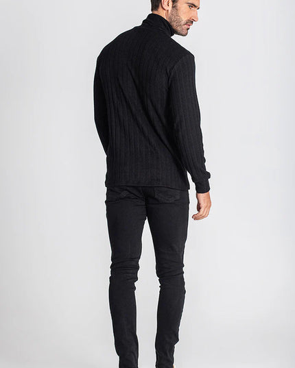 Black Ribbed Turtleneck