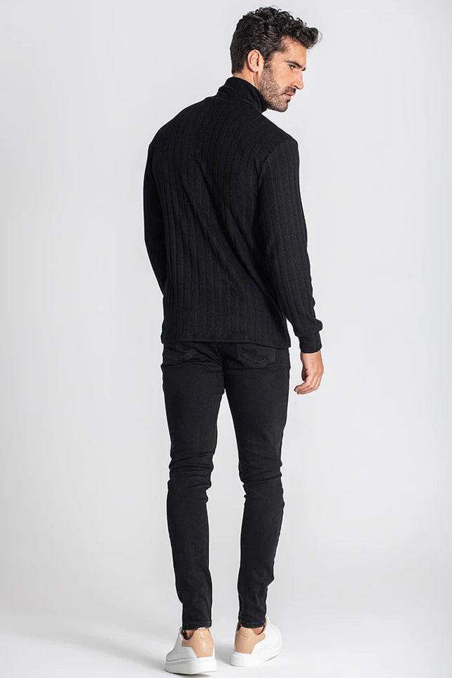 Black Ribbed Turtleneck