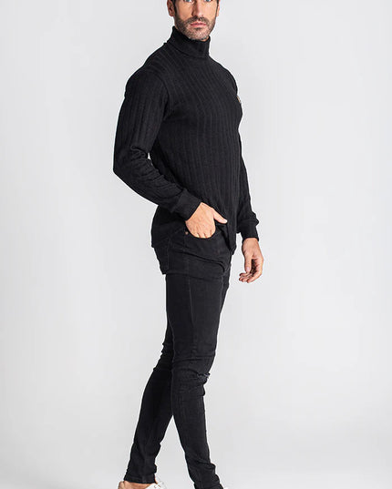 Black Ribbed Turtleneck