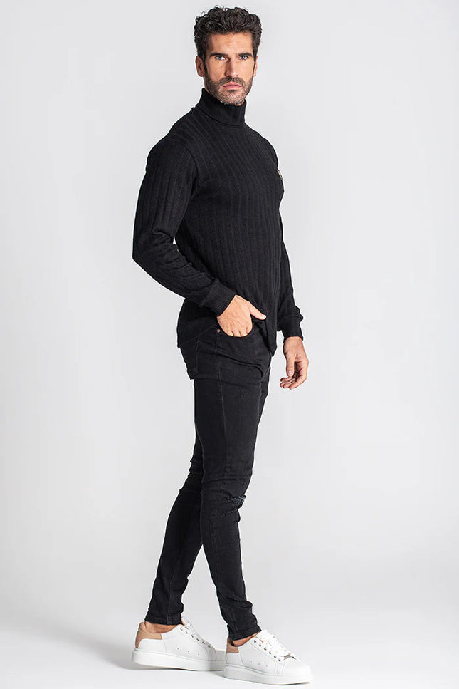 Black Ribbed Turtleneck