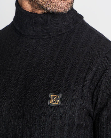 Black Ribbed Turtleneck