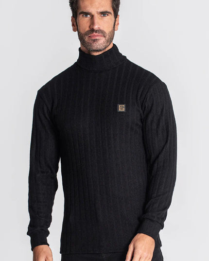 Black Ribbed Turtleneck