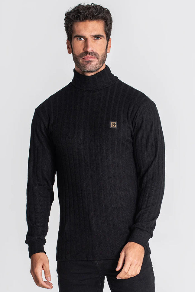 Black Ribbed Turtleneck