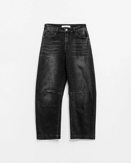 Black Straight Jeans with Seam Detail