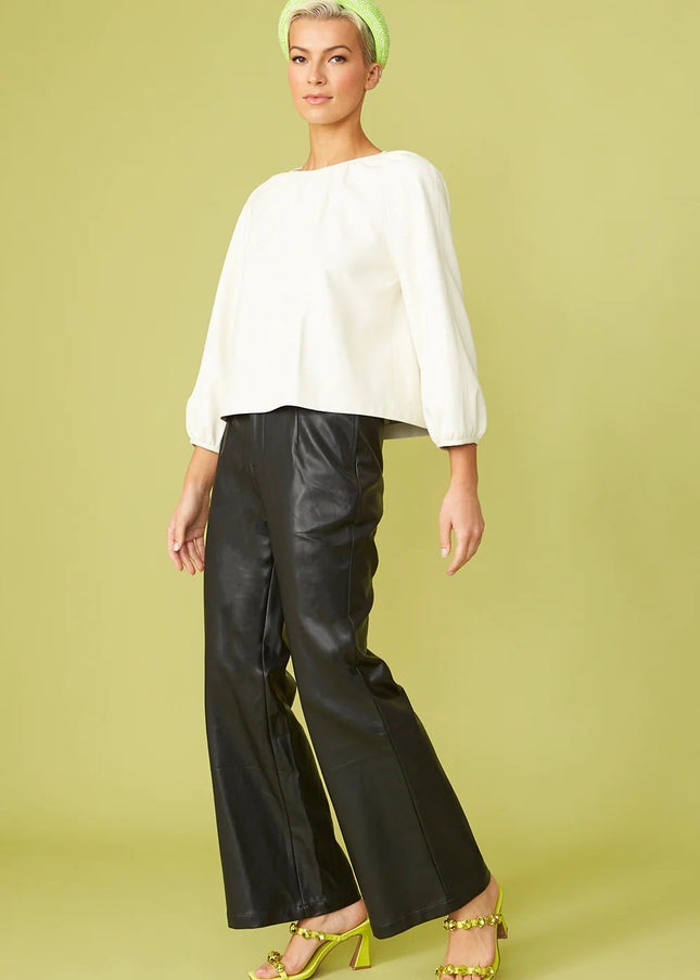 Black Tencel Blend Eco Leather Trousers-2