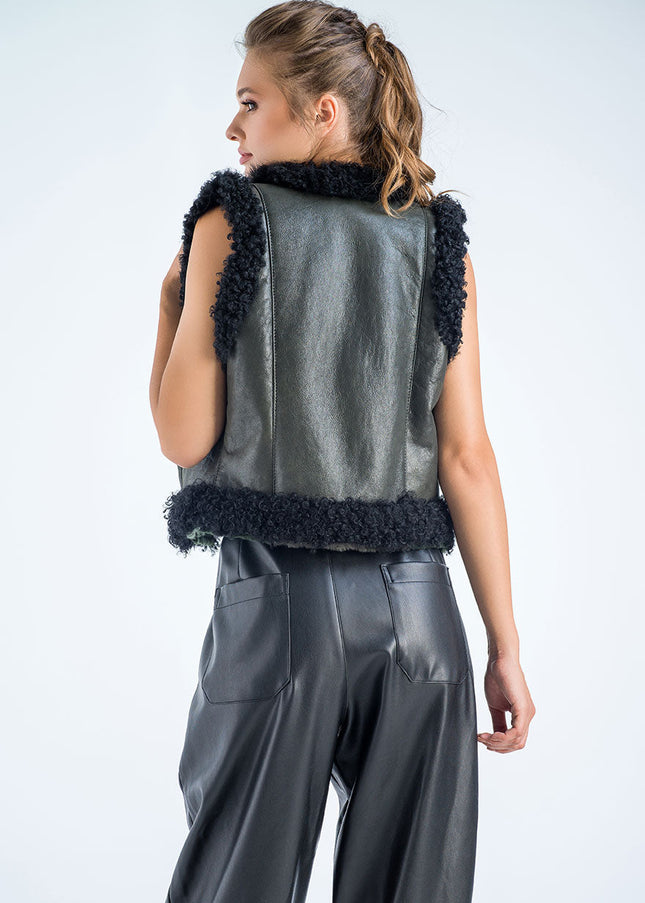 Black Turcana Lamb Fur Vest-1