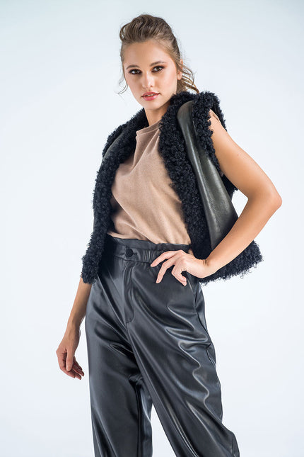 Black Turcana Lamb Fur Vest-3