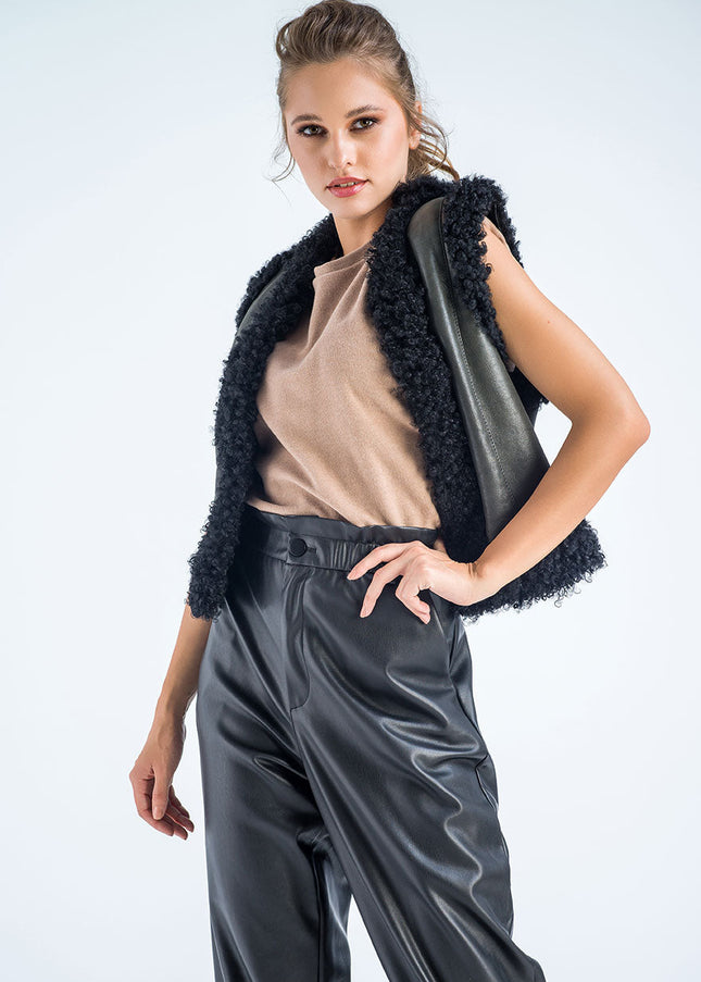 Black Turcana Lamb Fur Vest-3