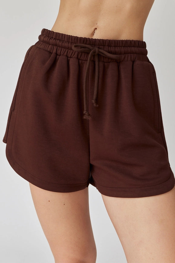 Blake Half Zip Cropped Sweatshirt and Shorts Set Choco-Set-Papermoon-Urbanheer