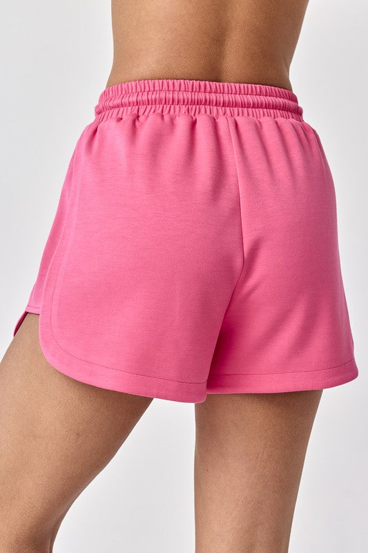 Blake Half Zip Cropped Sweatshirt and Shorts Set Hot Pink-Set-Papermoon-Urbanheer