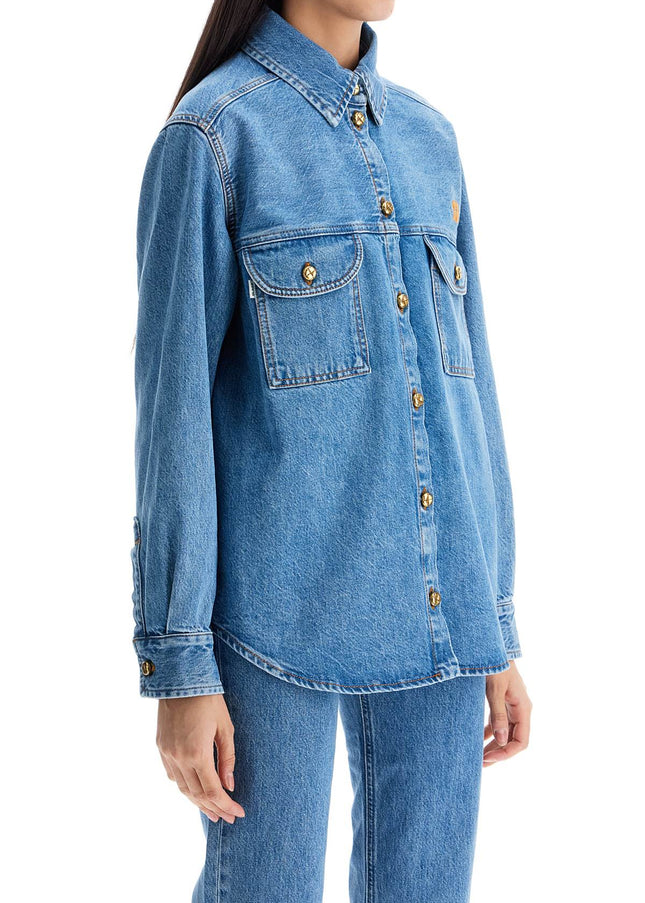 Blaze Milano blue denim shirt in cotton with high collar