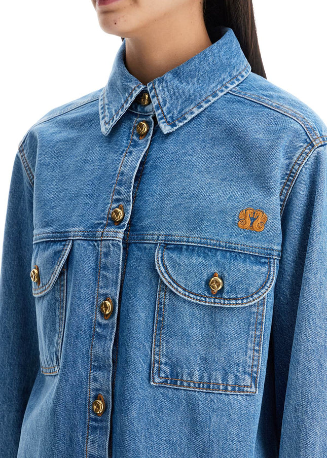 Blaze Milano blue denim shirt in cotton with high collar