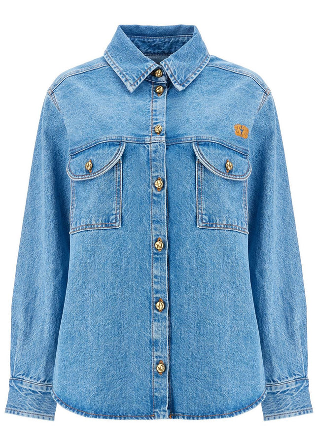 Blaze Milano blue denim shirt in cotton with high collar