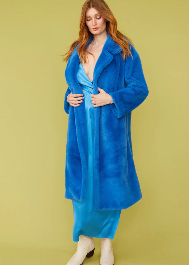 Blue Faux Fur Maxi Duchess Coat-1