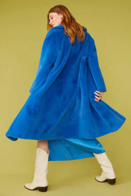 Blue Faux Fur Maxi Duchess Coat-2