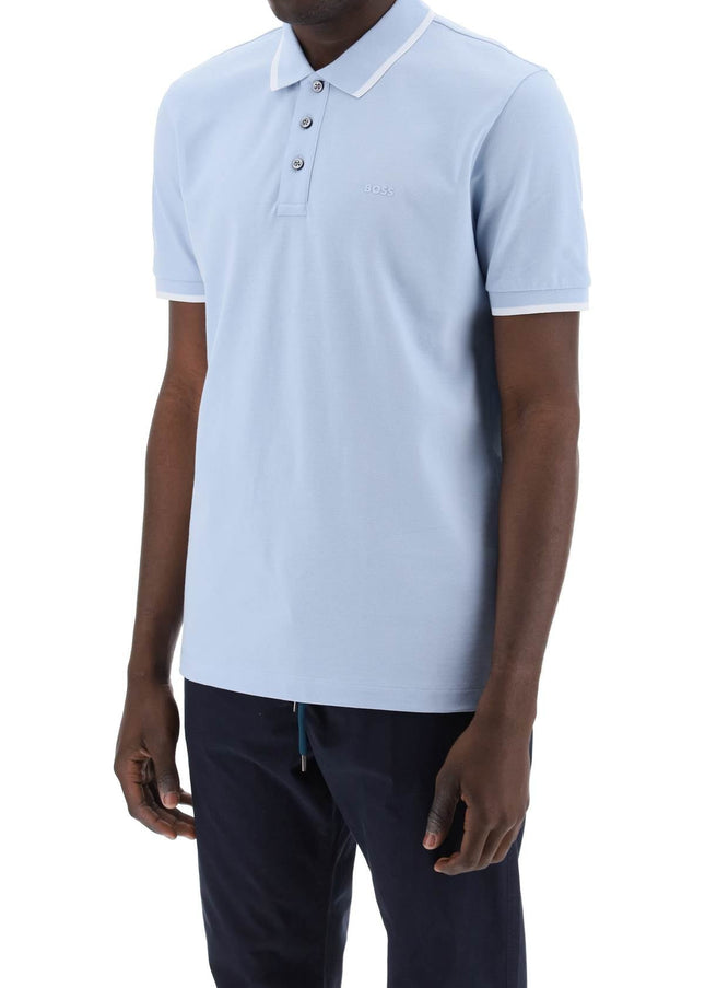 Boss polo shirt with contrasting edges Light blue-Men Polo-Boss-S-Urbanheer