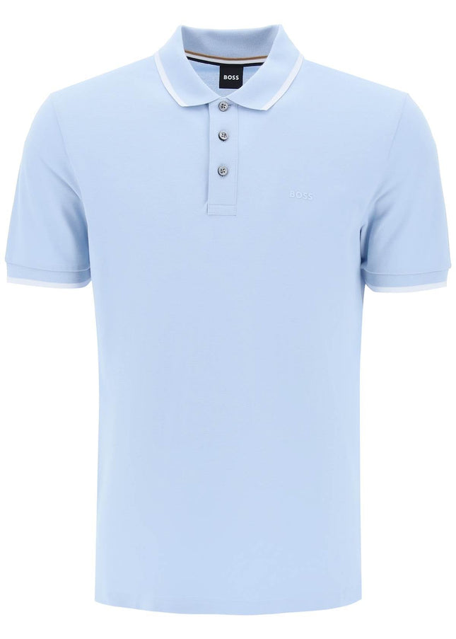 Boss polo shirt with contrasting edges Light blue-Men Polo-Boss-S-Urbanheer