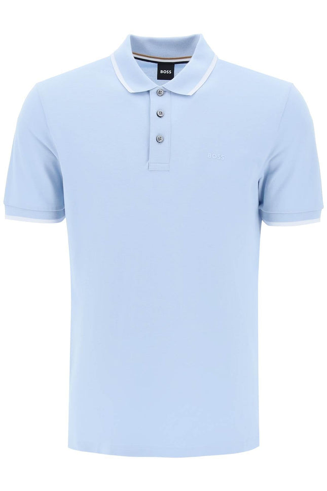 Boss polo shirt with contrasting edges Light blue-Men Polo-Boss-S-Urbanheer