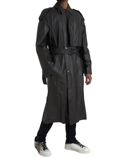 Bottega Veneta Black Matte Waterproof Leather Coat Jacket