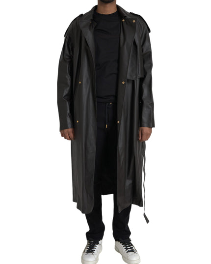 Bottega Veneta Black Matte Waterproof Leather Coat Jacket