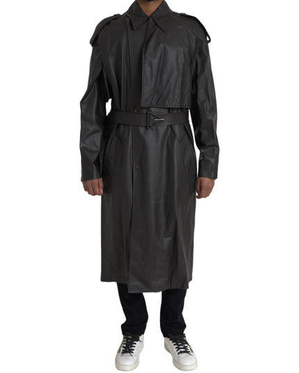 Bottega Veneta Black Matte Waterproof Leather Coat Jacket